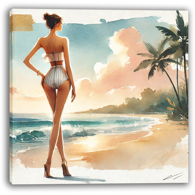 «Golden Hour Coastal Elegance», impression sur toile, H 12 po x l 12 po x P 1 po