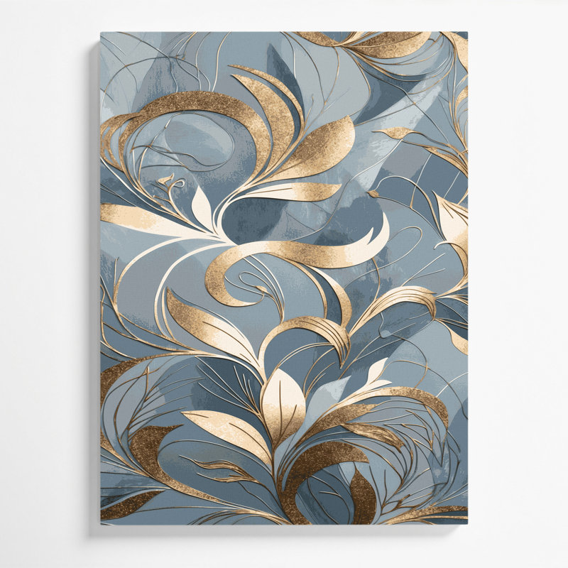 Art mural abstrait avec fleurs bleues abstraites, H 14 po x l 11 po