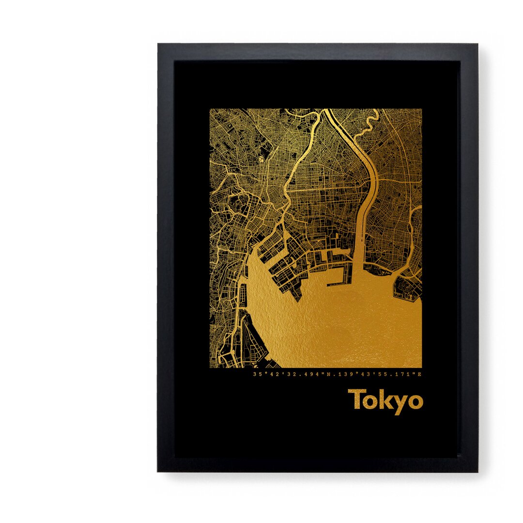 Gerahmtes Papierbild - Grafikdruck „Tokyo Map”