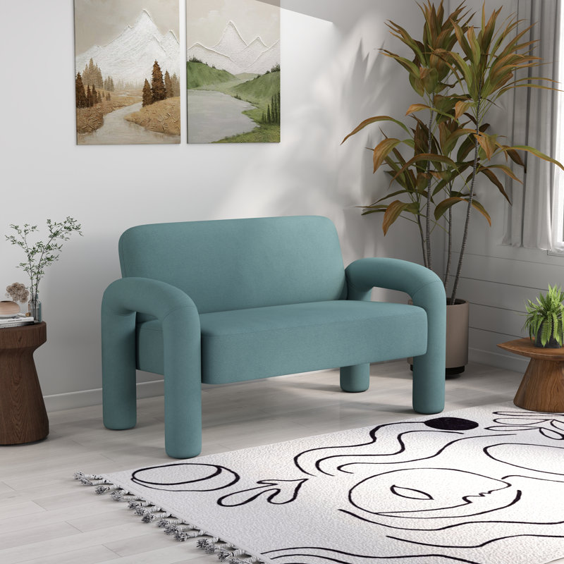 Causeuse en velours Iryanna, Bleu
