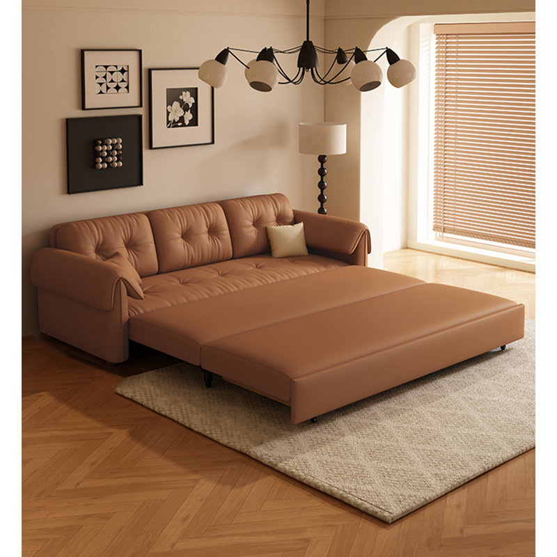 Canapé Mid-Century vintage en cuir Nappa avec structure en bois massif et acier au carbone, H 32,3 po x l 70,9 po x P 31,5 po