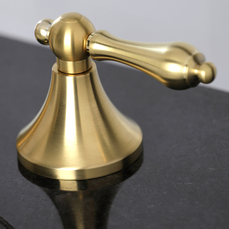 Robinet de salle de bain espacé à deux poignées à fixation sur le comptoir à 3 trous avec bonde escamotable en laiton Kingston