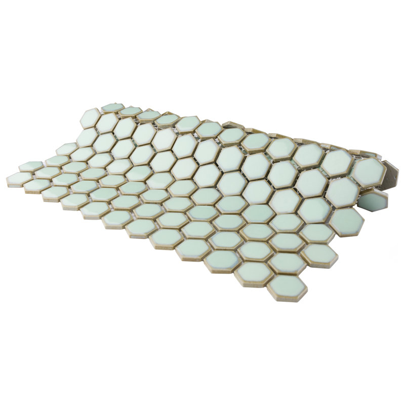 Hudson 1" Hex Light Green 11-7/8" x 13-1/4" Porcelain Mosaic Tile