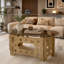 Table basse avec plateau en verre trempé caramel, table basse avec table basse en bois sculpté-875686899