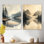 Gris, minimalisme, paysage d'hiver de la Norvège, ensemble de 2 reproductions d'art mural en métal surdimensionnées