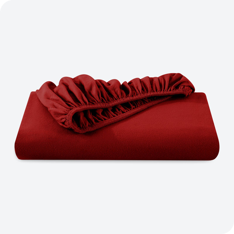 Queen Red Cotton Flannel Deep Pocket Fitted Sheet