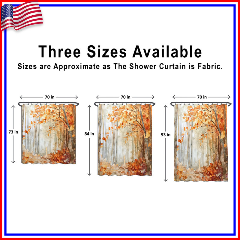 Autumn Forest Scene Shower Curtains Extra Long, 70in W x 93in H