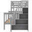 Lit superposé gris simple au-dessus d'un escalier double, pin et lit avec rangement, parfait pour un espace de vie compact