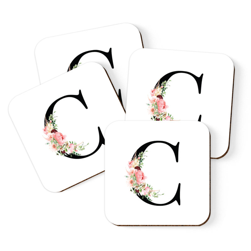 Sous-verre à motif floral rosé, C