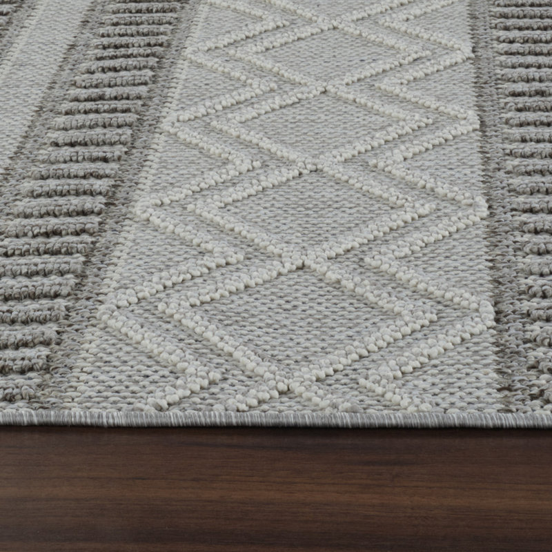 4' X 6' Beige and Gray Striped Distressed Indoor Outdoor Area Rug