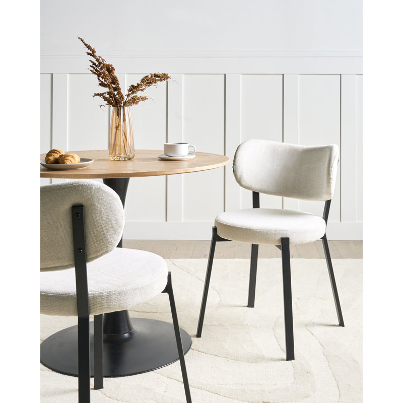 48 cm H Fabric Side Chair, Light Beige