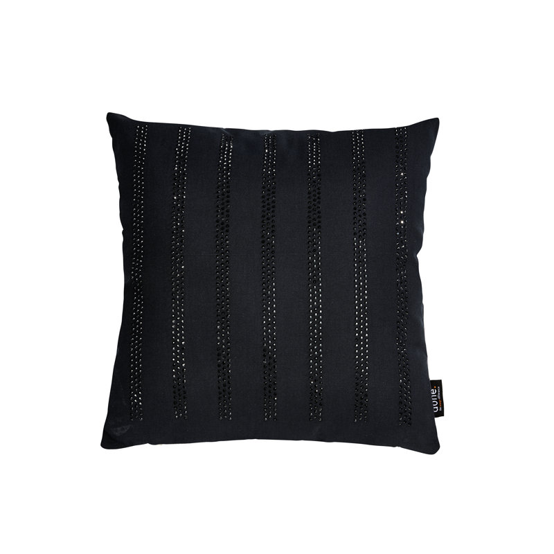 Stone Striped Square Throw Cushion, Black/Black
