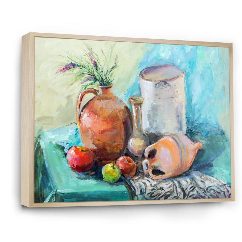 Fleurs et fruits Impressionnisme 8, H 36 po x l 24 po x P 1 po, Cadre flottant brun