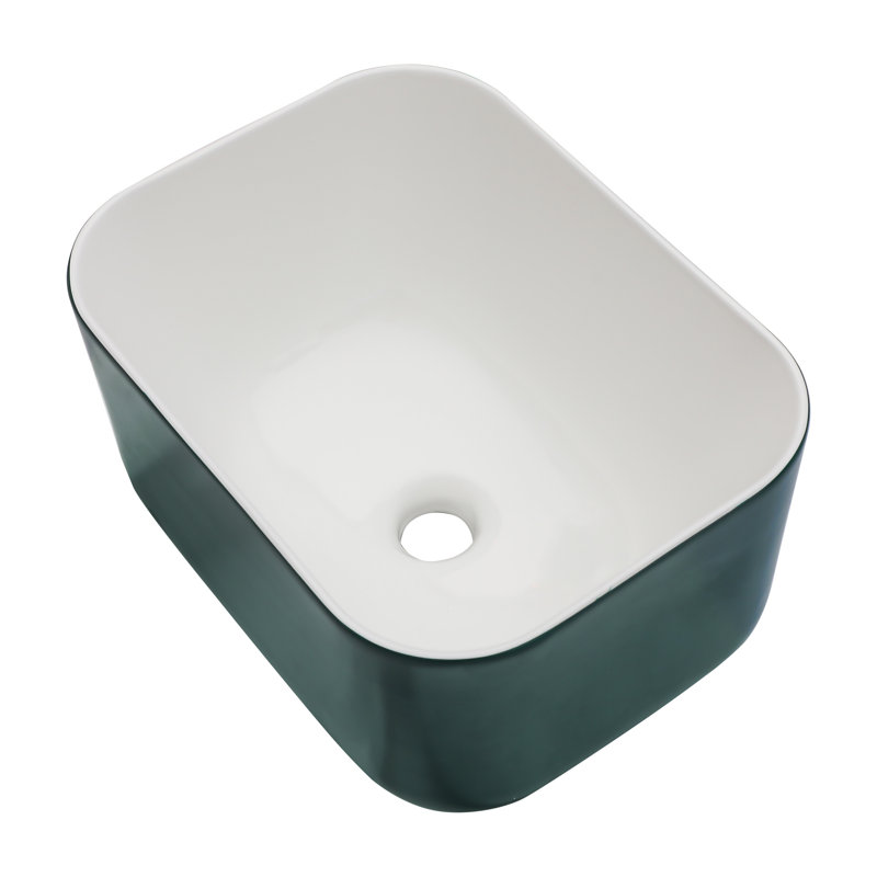 Lavabo de salle de bain rectangulaire en céramique 12 po MONSFEST, Gris