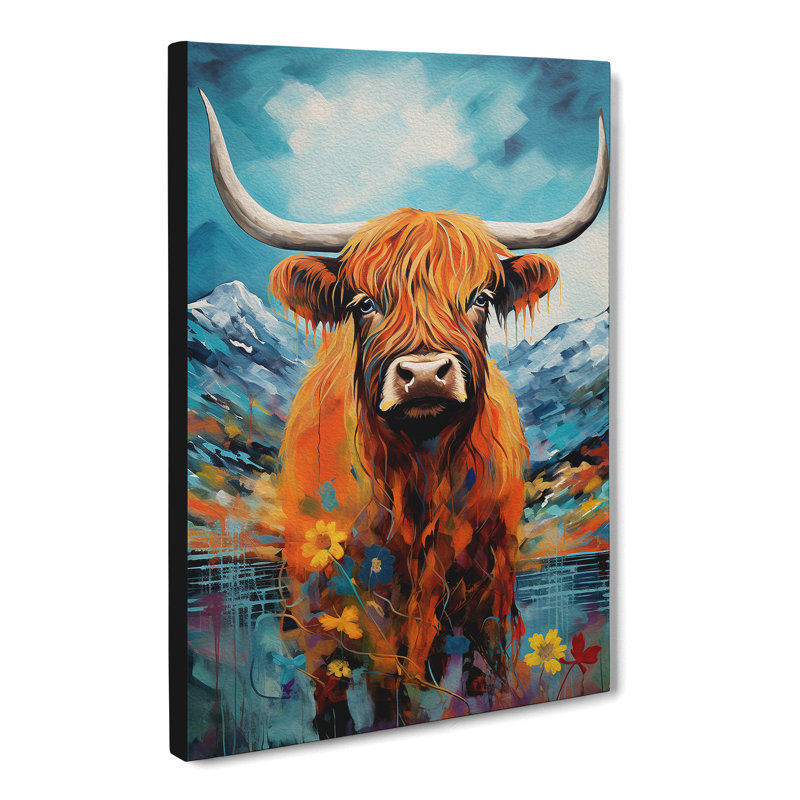 Highland Cow Dadaism Art - Wrapped Canvas, 50cm H x 35cm W x 3cm D