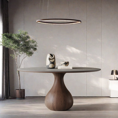 Tanairy Luxury Vintage Rock-Plate Round Dining Table by Orren Ellis