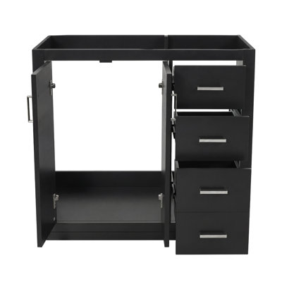 Meuble-lavabo de 36 po sans lavabo supérieur, armoire de rangement en bois massif, meuble-lavabo autoportant avec 3 tiroirs et portes à fermeture douce