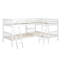 Lit simple blanc en forme de L simple, structure en bois massif pour un soutien supplémentaire. Fabrication. Options de placement polyvalentes. Structure stable. Un environnement de sommeil sécuritaire. Aucune boîte à ressorts nécessaire. L 118 po x l 80 po