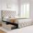 Bed Frame With Adjustable Headboard And 4 Storage Drawers, Linen Upholstered Platform Bed Frame-110095405-110095409