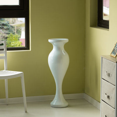 Decorative Large White Trumpet Design Modern Flower 32 Inch Tall Floor Vase