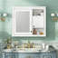 Armoire de salle de bain murale 32 po avec miroir, armoire à pharmacie murale avec 3 tablettes, armoire de rangement avec porte à miroir, blanc