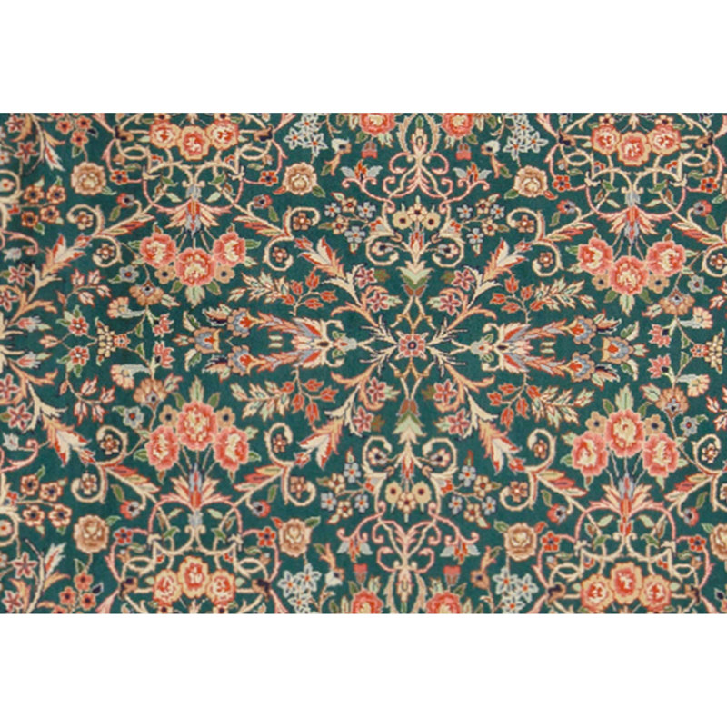 Tapis vert et ivoire noué à la main de haute qualité