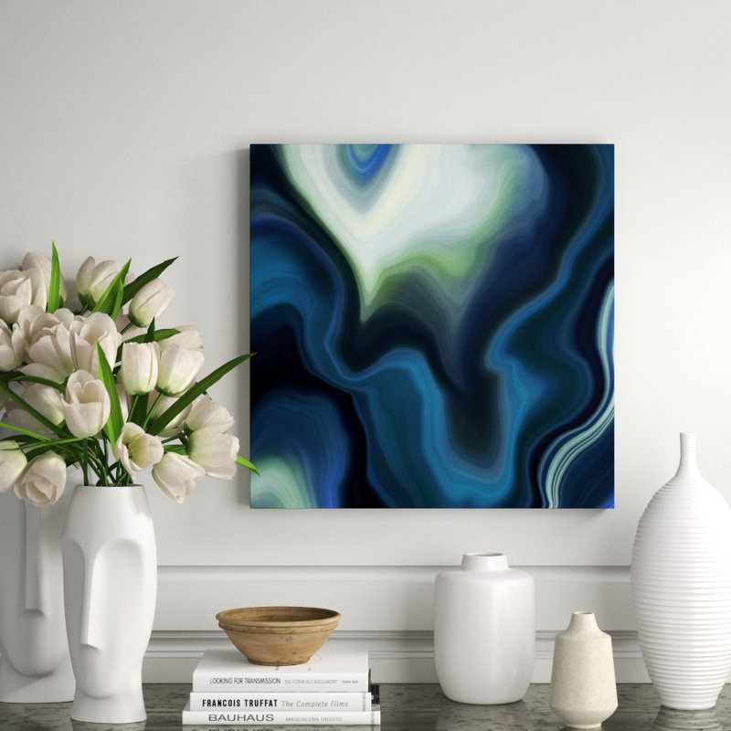 Sapphire Waves II Print by Mari Urasawa, Glass Coat, 24" H x 24" W x 1.5" D