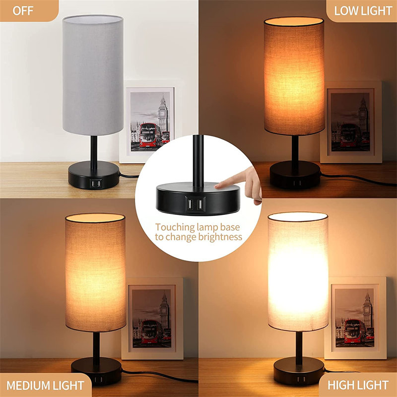 Metal Table Lamp, Black, Grey