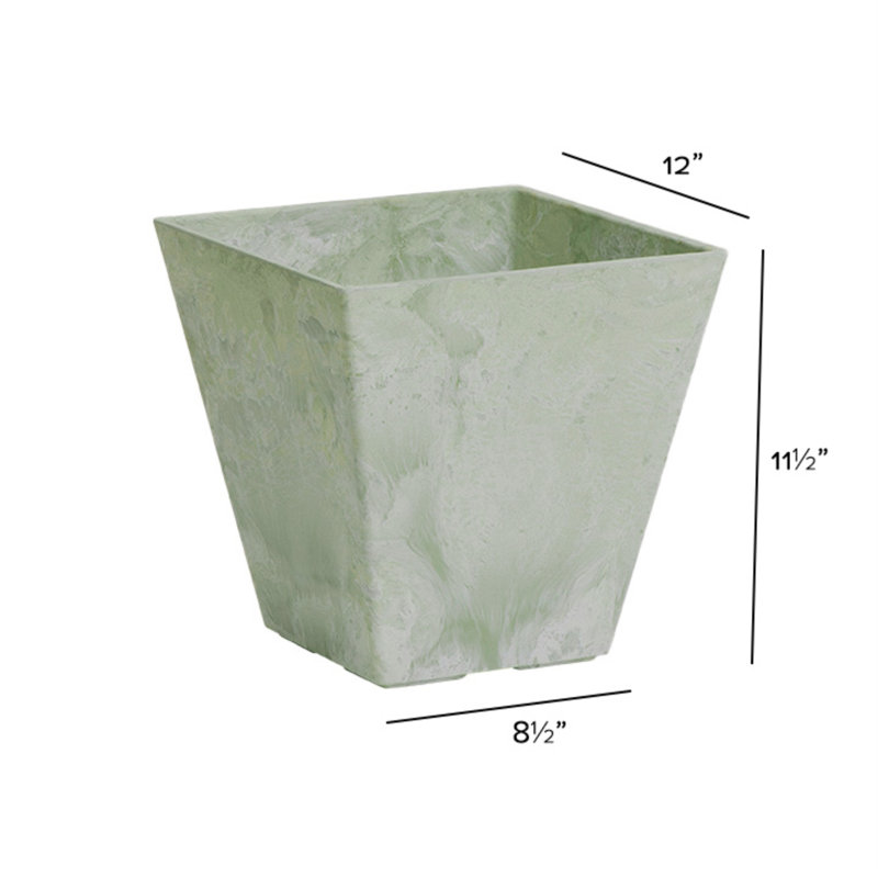 Alaunah Pot Planter, Light Green, 10" H x 8" W x 8" D