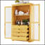 Armoire de cuisine, armoire de rangement autoportante avec portes en verre et 4 tiroirs intégrés pour le salon, le bureau personnel-118783562