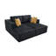 Chaises doubles double rembourrées en velours côtelé, noir, confort instantané, sans assemblage, 76 po de profondeur, 64 de largeur, 34 de hauteur, 132 lb, rembourrage en mousse avec siège coussiné,