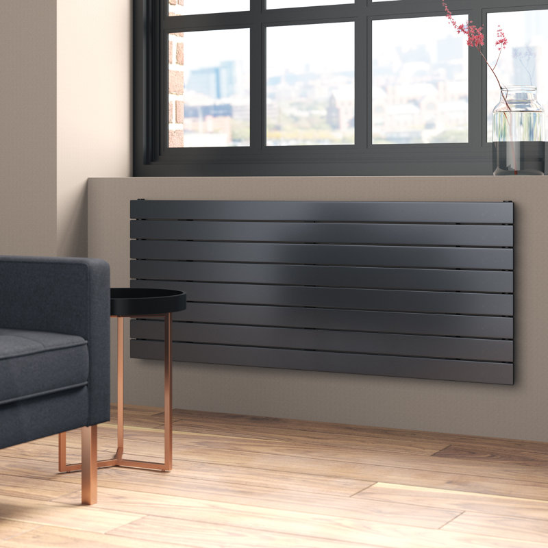 Andrew Horizontal Designer Radiator, Anthracite, 67cm H x 180cm W x 8.6cm D, 2