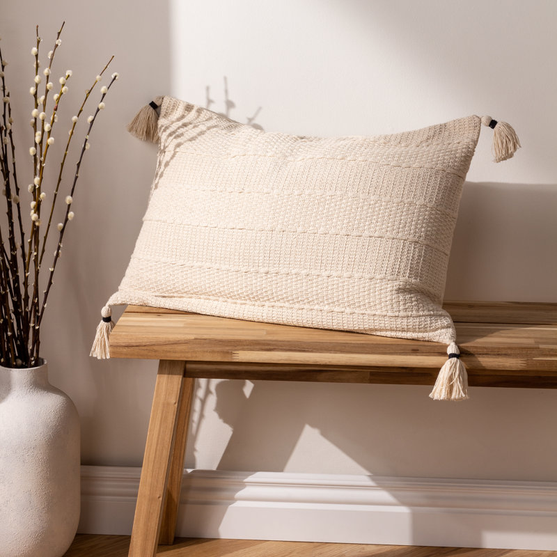 Montoursville Striped Cream Rectangular Lumbar Cushion