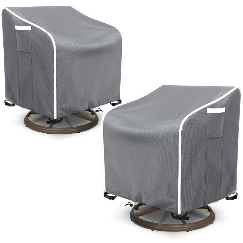 2-Piece 500D Waterproof Gray Outdoor Swivel Chair Cover, Heavy-Duty Patio Chair Cover, 30"W x 34"D x 38.5"H