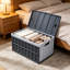 Caisse de rangement pliable et empilable en plastique avec couvercle et poignées de transport, bac de rangement pliable pour la maison, le garage, le placard et les articles ménagers
