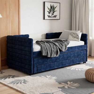 Modern Twin Daybed with Trundle & 3 Storage Drawers – Space-Saving Sleeper Sofa in Soft Linen Fabric by Latitude Run