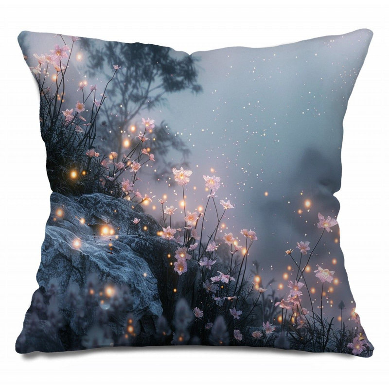 Coussin Trendy, H 14 po x l 14 po, Bleu marine / rose / bleu
