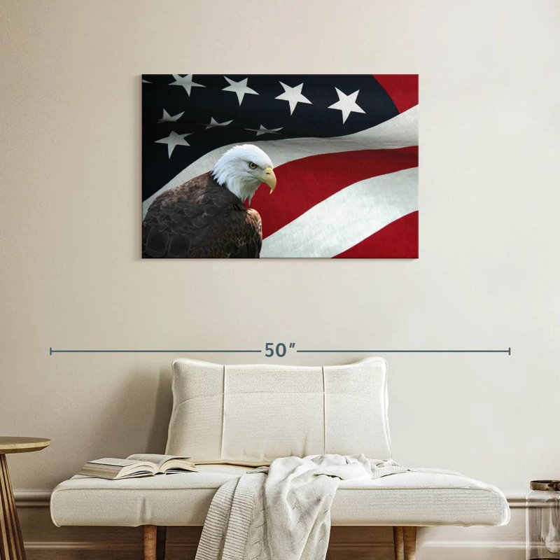 Brampt US Flag And The Bald Eagle, 24" H x 36" W