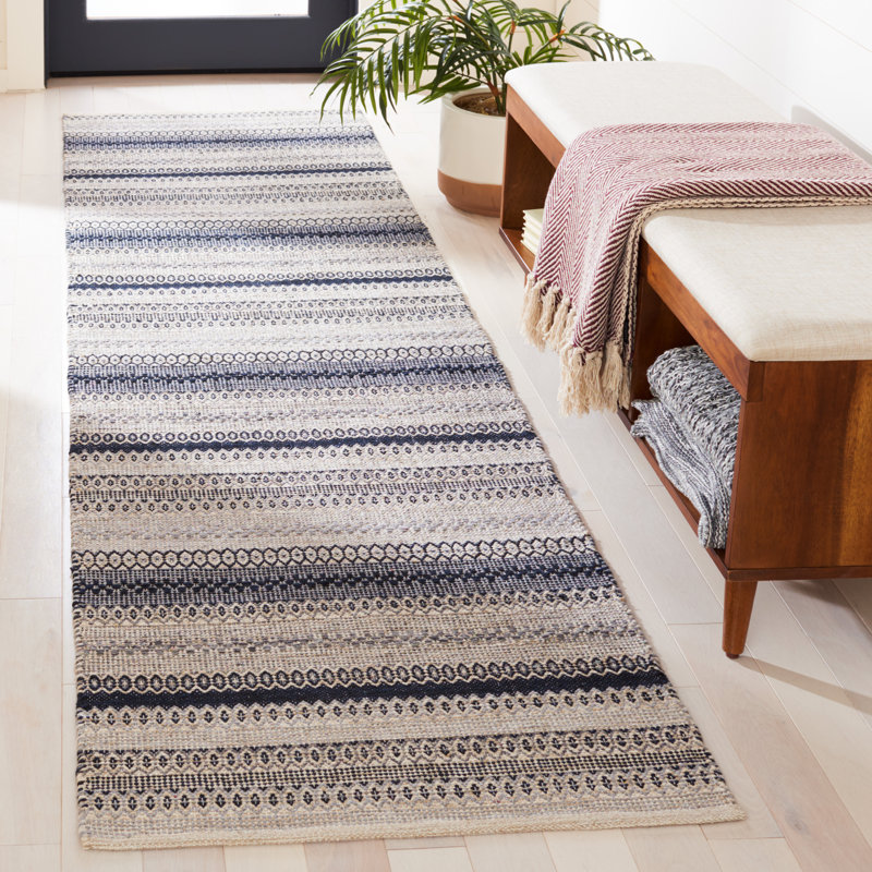 Montauk Flat Weave Cotton Striped Rug, Runner 2'3" x 9'