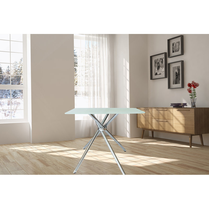 Table carrée en verre trempé givré