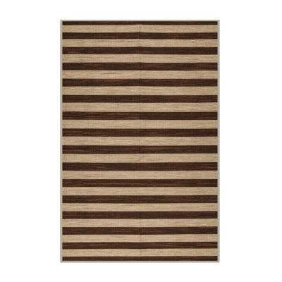 Machine Washable Horizontal Stripes Brown Area Rug