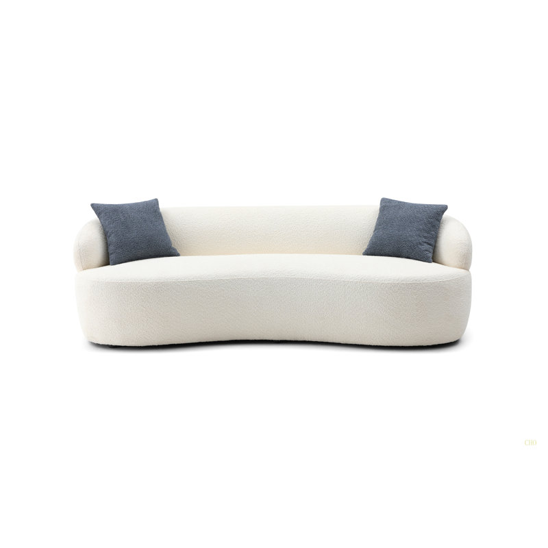 Canapé courbé Mid-Century moderne, canapé 3 places Cloud, Beige