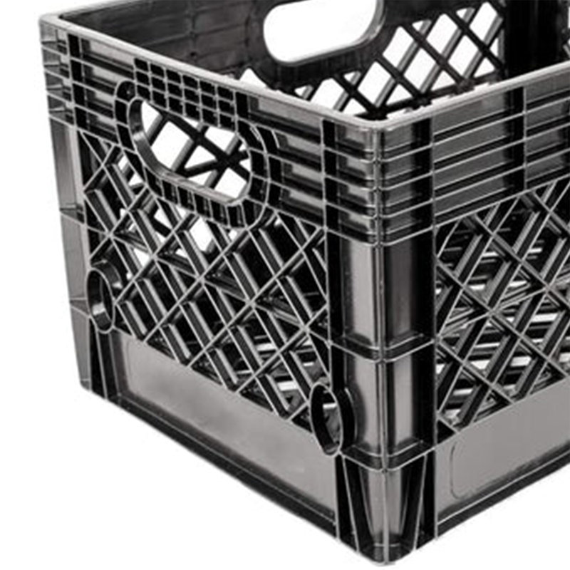 Heavy Duty Black Stackable Storage Crate with Handles, 3 Pack