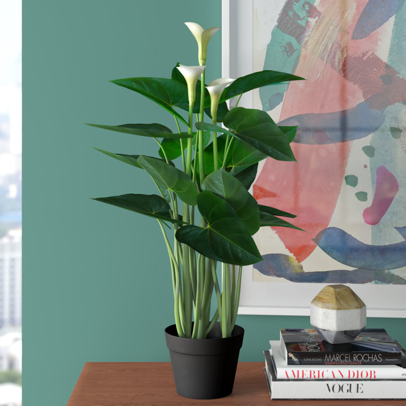 Plante artificielle blanche 31 po en pot noir