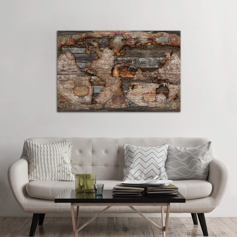 Reclaimed Map by Diego Tirigall - Wrapped Canvas Gallery-Wrapped Canvas Giclee, 152.5 cm H x 101.5 cm W
