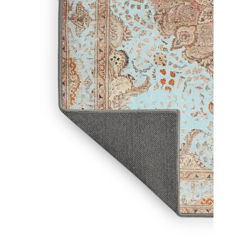 Bleu ciel oriental/Tapis décoratif orange, Tapis de couloir 2 pi x 5 pi
