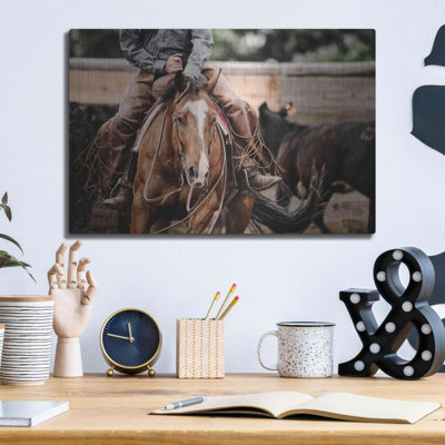 Loon Peak 'Cutting Horse' by Lisa Dearing, Metal Wall Art, 16"x12"