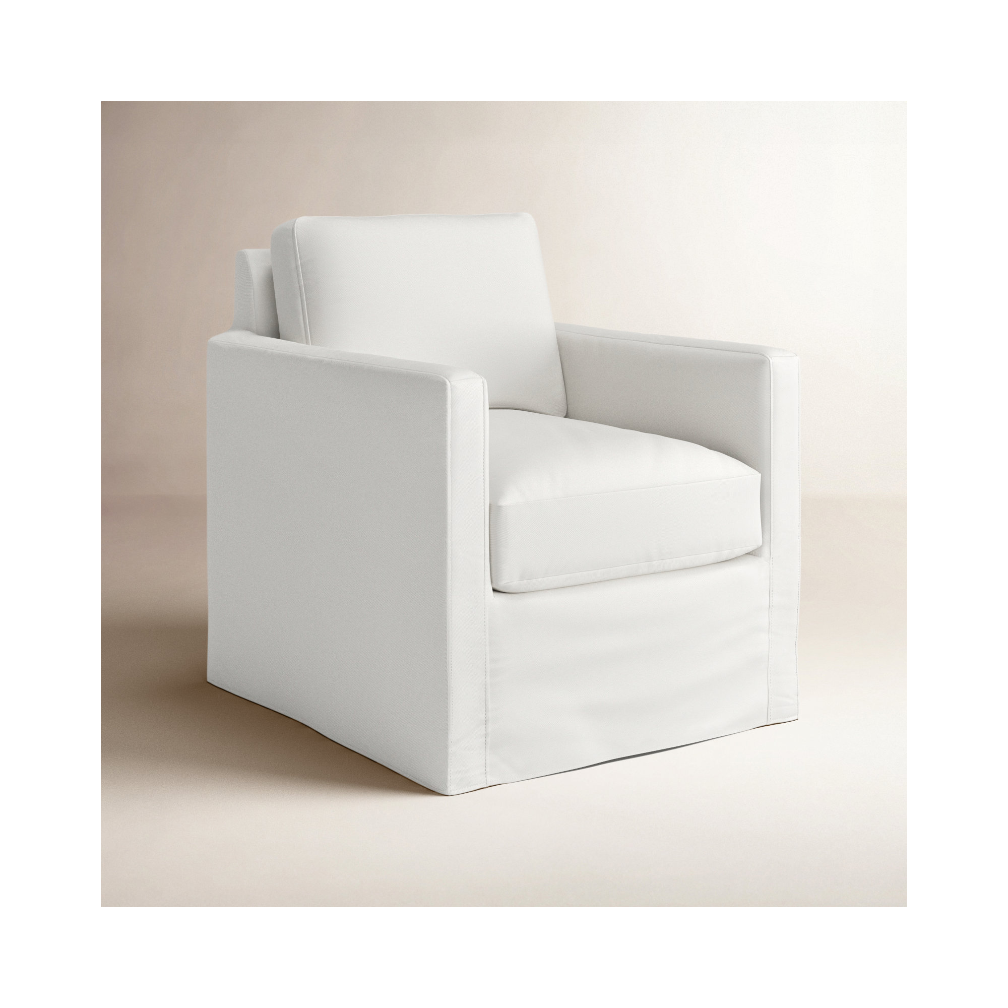Savannah Upholstered Swivel Armchair, Classic Bleach White Twill