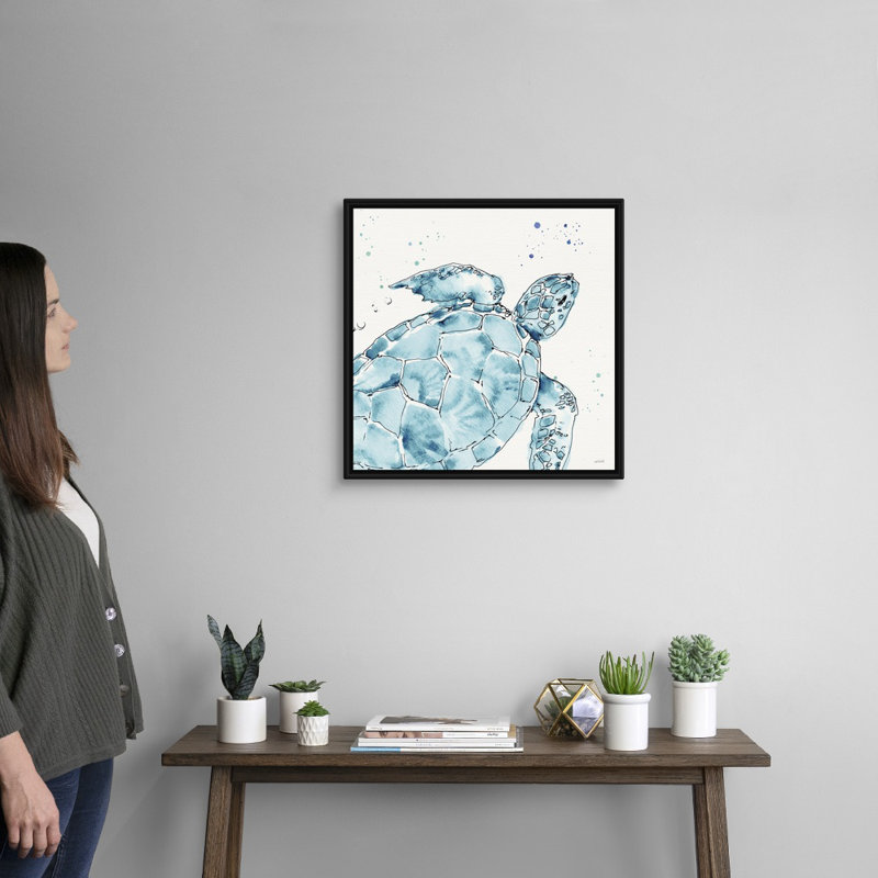 «Deep Sea IX» par Anne Tavoletti - reproduction d'art sur toile, Cadre flottant noir, H 22 po x l 22 po x P 1,75 po