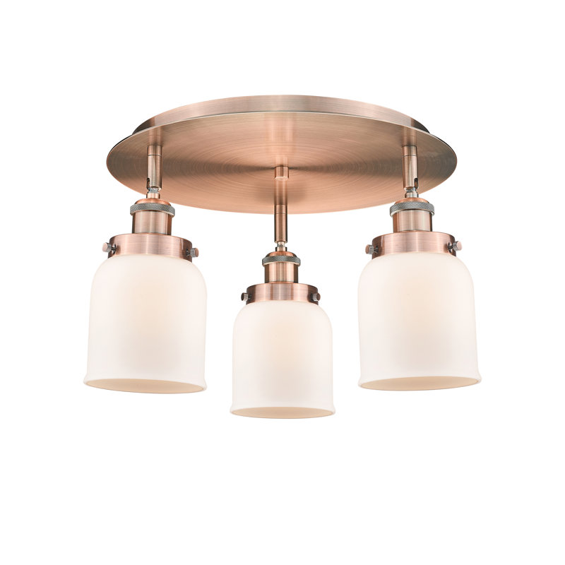 Bejtullah Glass Flush Mount, Matte White, Antique Copper